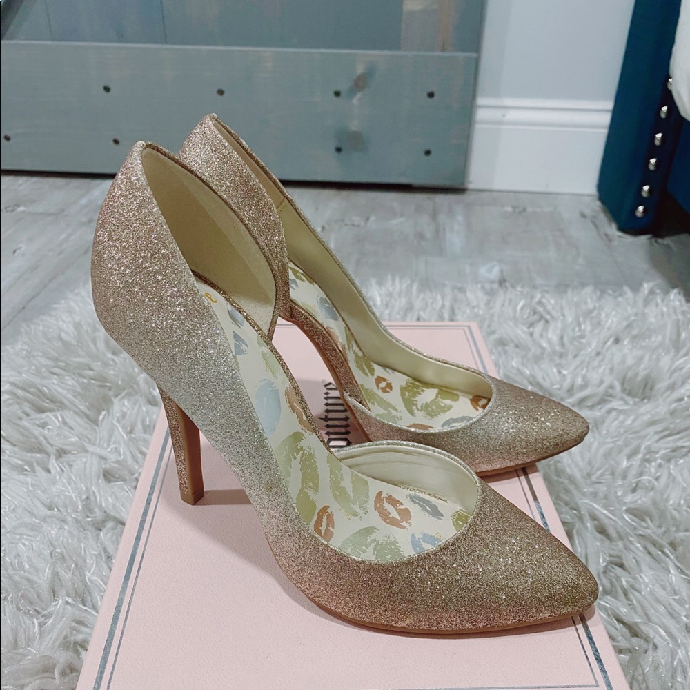 champagne gold glitter heels